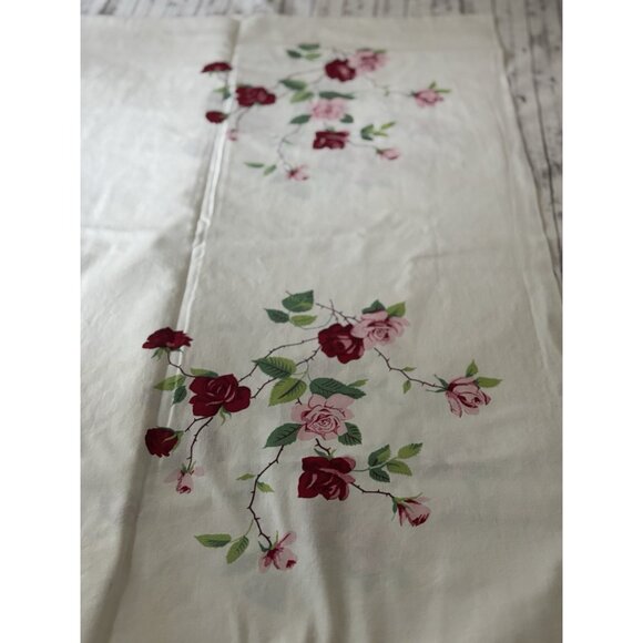 Vintage Duchess Rose Wilendur Vintage Tablecloth 54x66 Long Rectangle Cottage - Picture 3 of 14